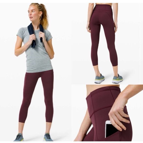 Lululemon Fast and Free High-Rise Crop II 23" *Non-Reflective Leggings /Cassis - Picture 1 of 9